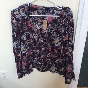 AE purple floral dressy top